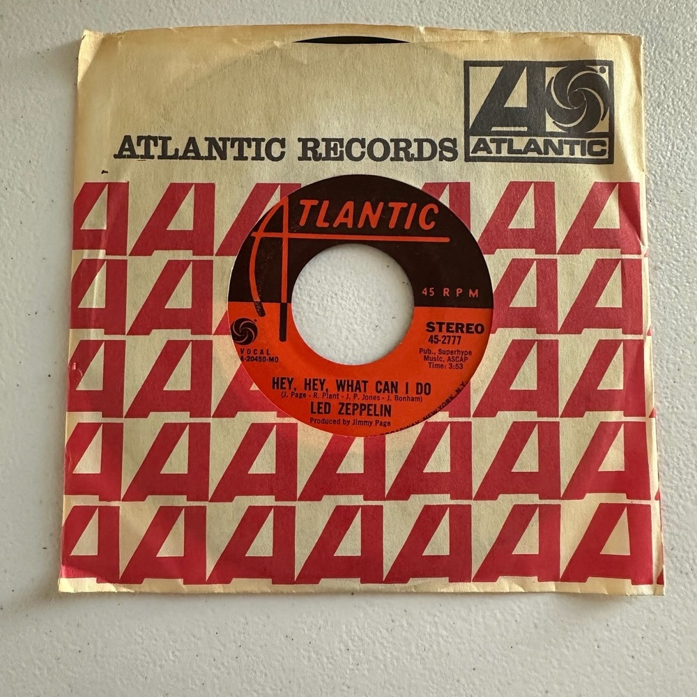 Vintage LED ZEPPELIN Immigrant Song/Hey Hey 45-2777 Atlantic Records With Sleeve